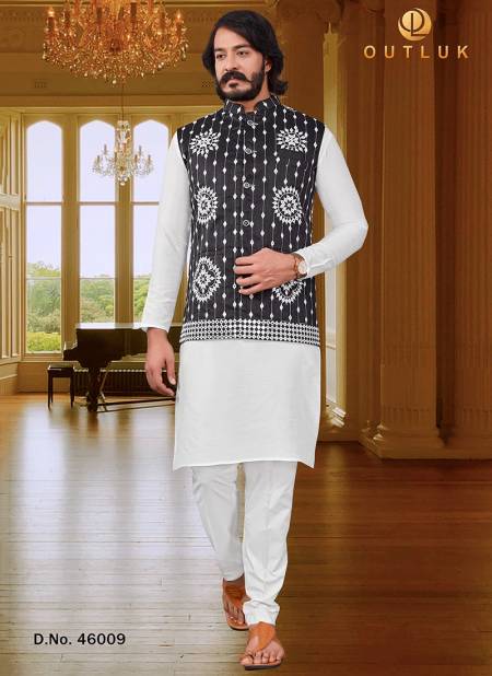 Black Latest New Exclusive Festive Wear Kurta Pajama With Jacket Mens Collection 46009